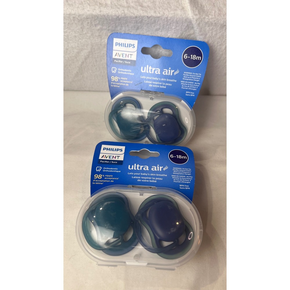 Philips Avent Ultra Air Pacifier 6-18m Orthodontic Blue Teal 2-Pack SCF085/31